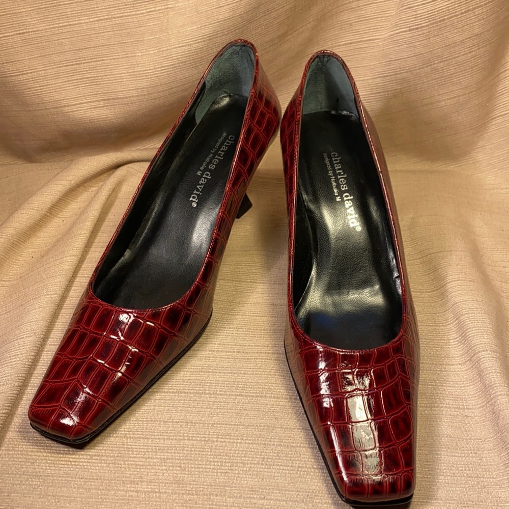 NWOT Charles David crocodile pattern leather heels
